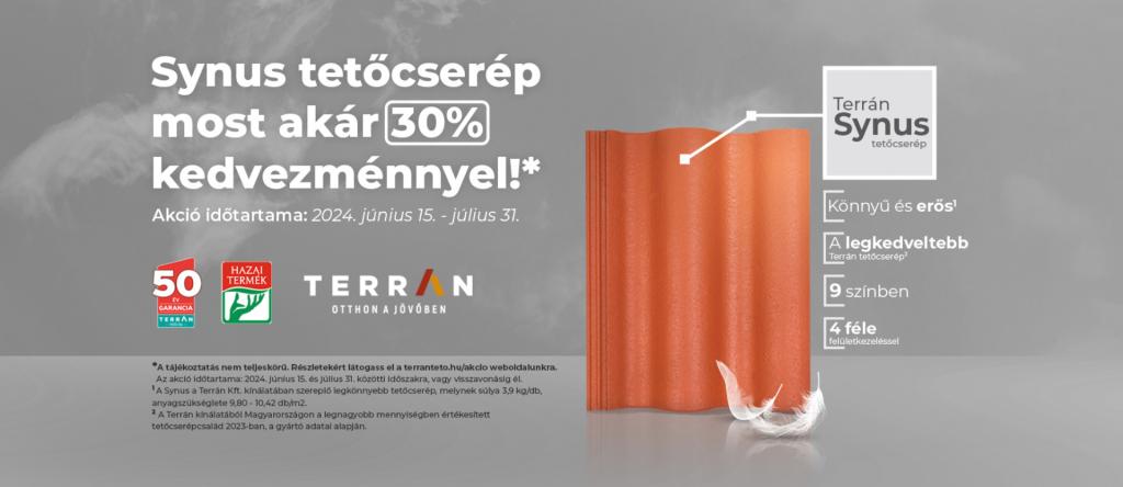 Terrán Synus tetőcserép akció, akár 30%-os engedmény Terrán Synus tetőcserép akció, akár 30%-os engedmény