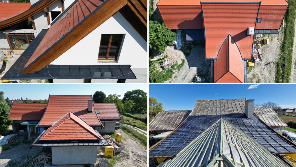 Terrán Rundo Tégla tetőcserép íves tetőn.