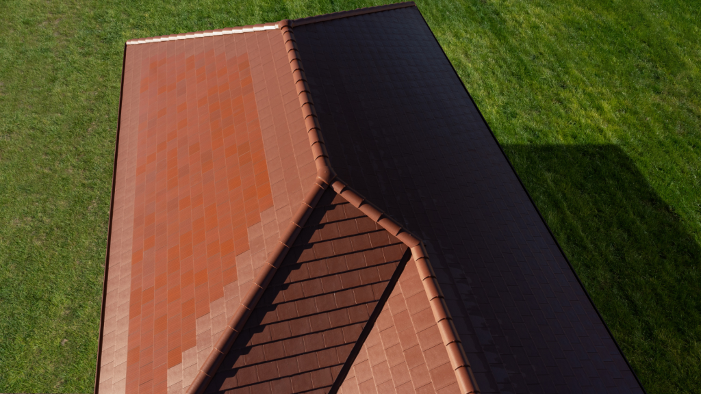 Terrán Generon Red piros napelemes tetőcserép. Terrán Generon Red piros napelemes tetőcserép.