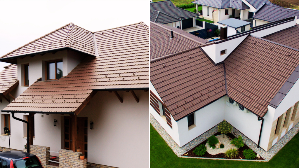 Sötétbarna színű Rundo és Synus tetőcserép